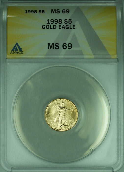 1998 Gold American Eagle 1/10th Ounce $5 AGE Coin ANACS MS-69 (A)
