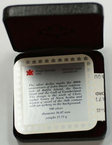 1987 Canada .500 Fine Silver Dollar Proof Coin With Case and COA