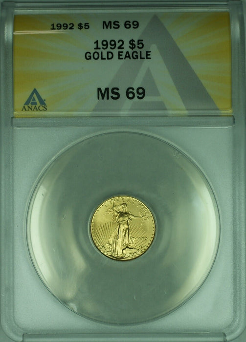 1992 Gold American Eagle 1/10th Ounce $5 AGE Coin ANACS MS-69