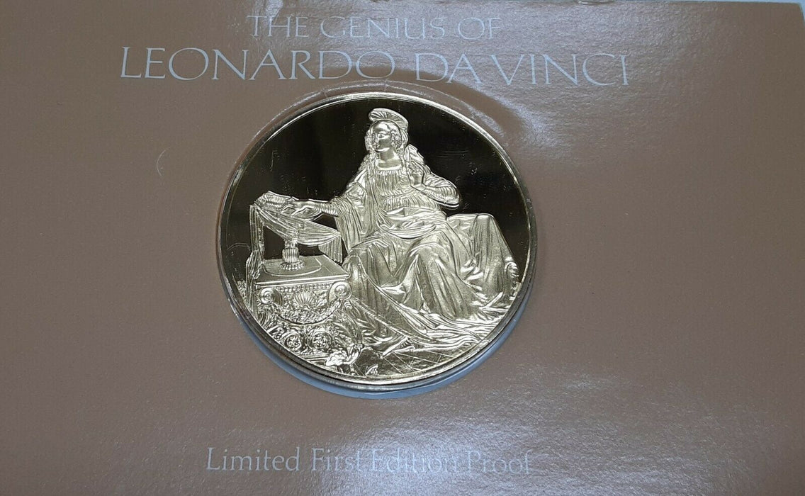 Franklin Mint Genius/DaVinci PF Gold Plated .925 Silver Medal- The Virgin Mary