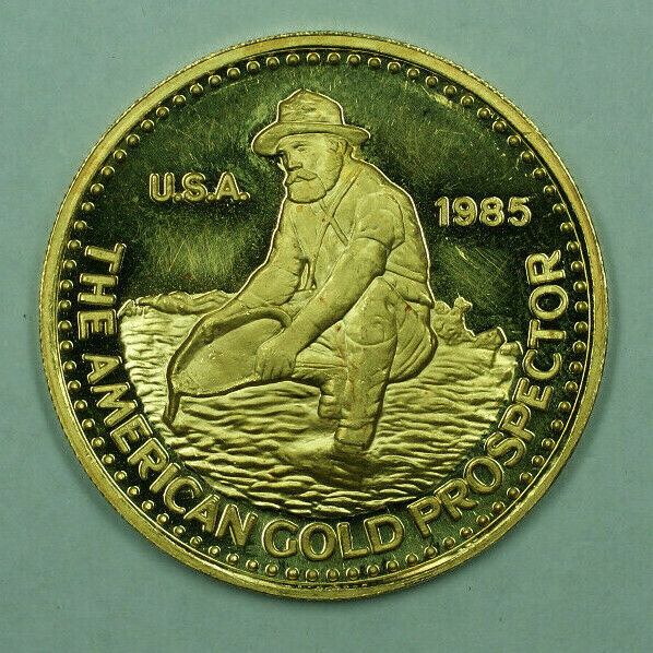 1985 Engelhard 1 Troy Oz 999.9 Pure Gold Coin American Prospector BU UNC PROOF