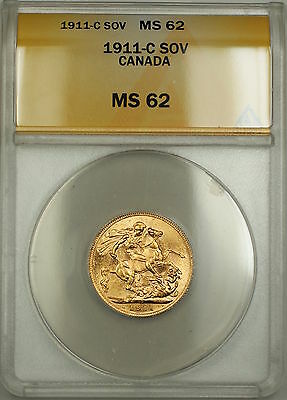 1911-C Canada Sovereign Gold Coin ANACS MS-62