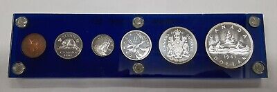 1961 Canada 6 Coin Mint Set Queen Elizabeth II BU in Blue Acrylic Holder
