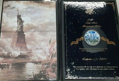 2001 US Colorized Remember 9/11 American Silver Eagle Coin BU in Folder