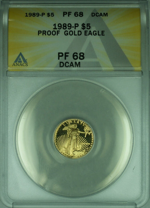 1989-P Gold American Eagle 1/10th Ounce $5 AGE Proof Coin ANACS PF-68 DCAM