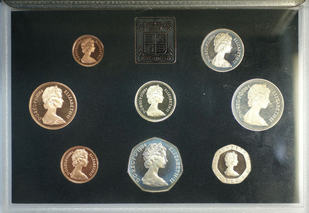 1984 UK Royal Mint Proof Set 8 Coins Blue Box *NO COA*