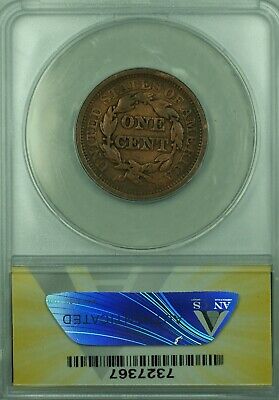 1850 Braided Hair Large Cent ANACS F-12 Details Damaged-Cleaned (43)
