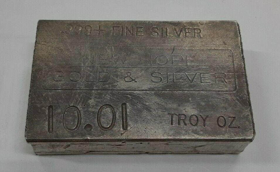 Vintage New Hope Silver 10.01 Troy Oz .999 Fine Silver Ingot