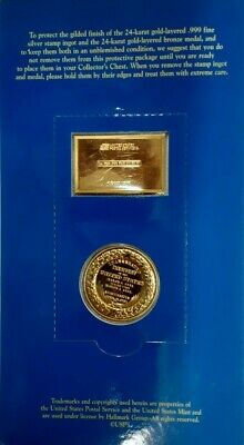 USPS Presidents Collection .999 Fine Silver Gold Plated Stamp/Medal A. Lincoln