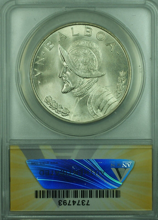 1947 Panama 1 Balboa Silver Coin ANACS MS-65 (WB3B)