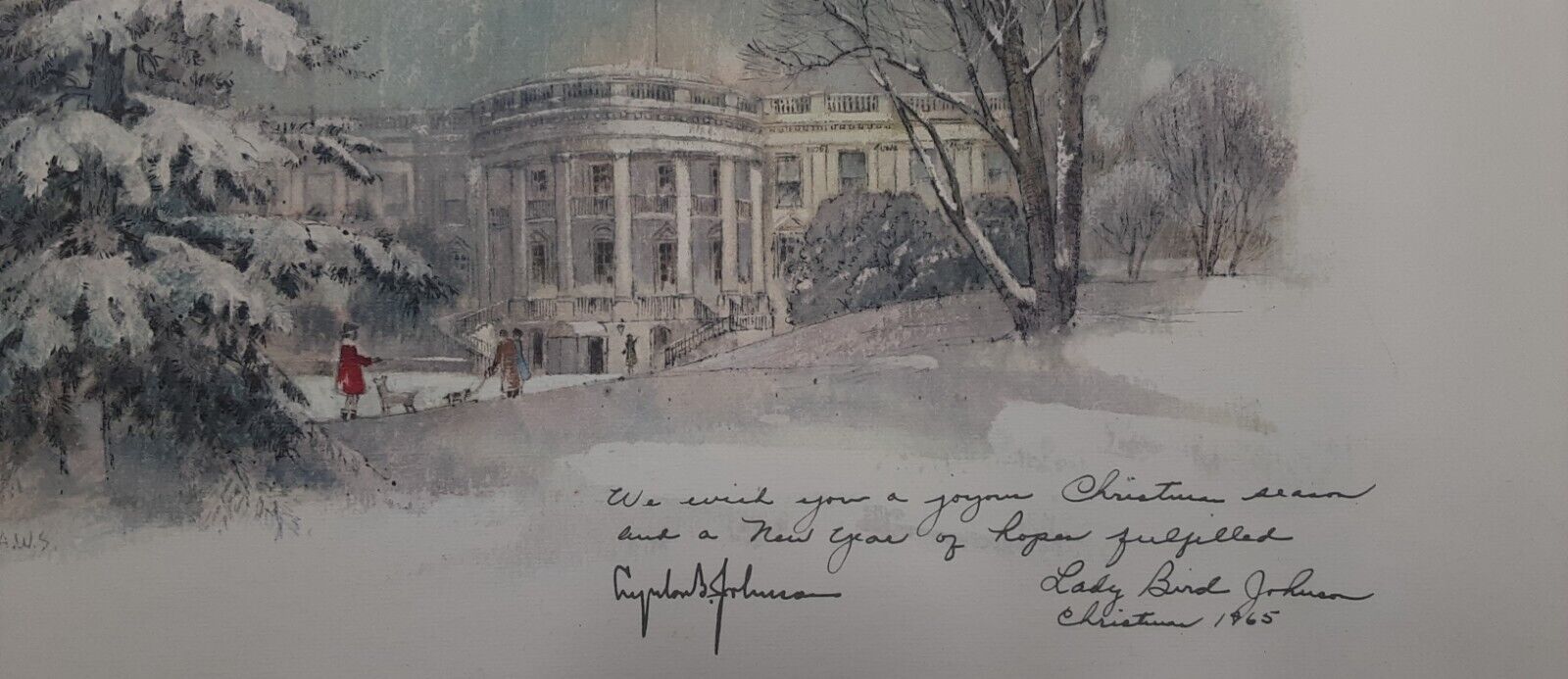 1965 White House Presidential Large Christmas Card Signed by LBJ & Mrs. Johnson