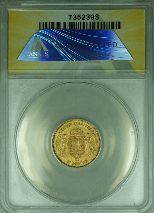 1900-KB Hungary 10 Korona Gold Coin ANACS AU-53