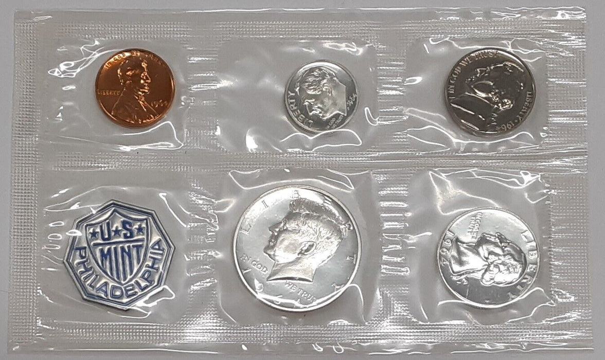 1964 US Mint Silver Proof Set Gem Coins w/Accented Hair 50C - NO Envelope