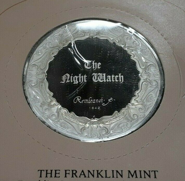 Franklin Mint Genius/Rembrandt PR .925 Silver Medal-The Night Watch in Card