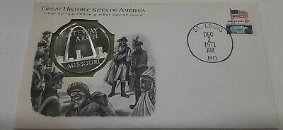1971 Gateway Arch MO Great Historic Sites PR Silver Medal in First Day Cover