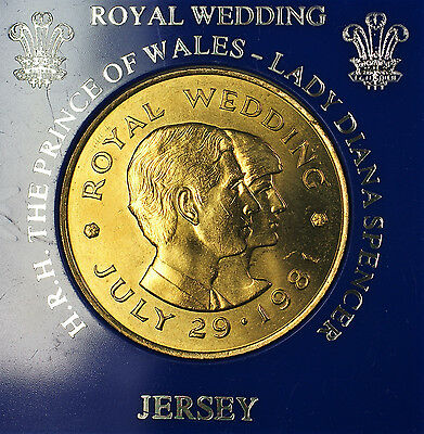 1981 Jersey Royal Wedding Commemorative Brilliant Uncirculated Coin Lady Diana