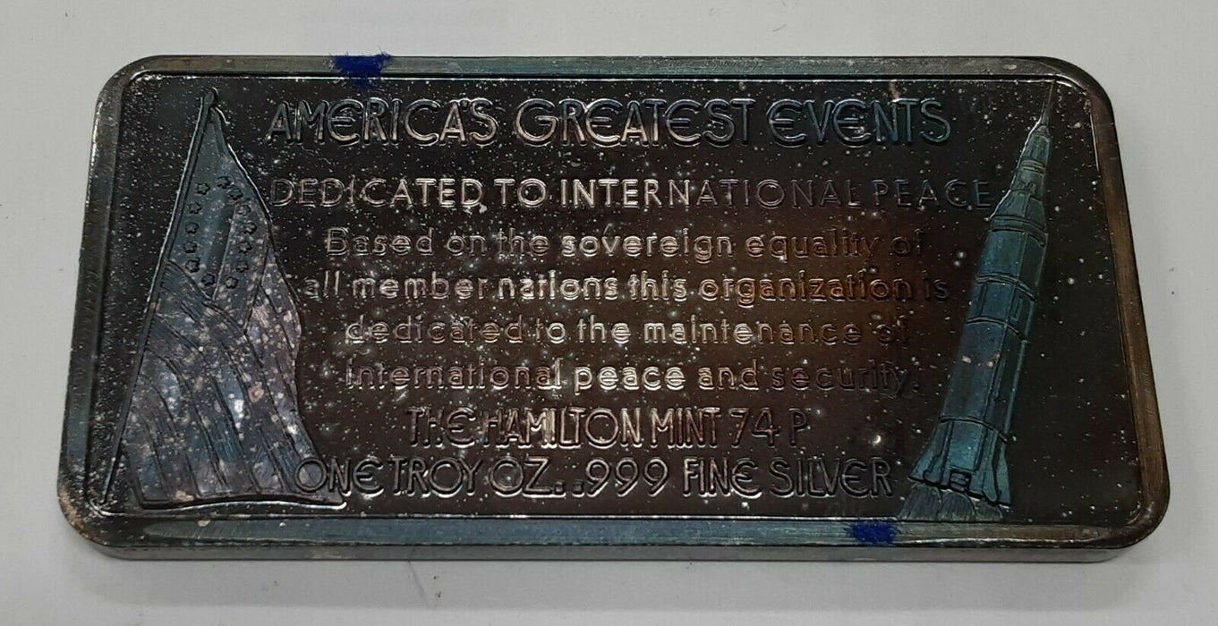 United Nations America's Greatest Events 1 Oz .999 Silver Bar by Hamilton Mint