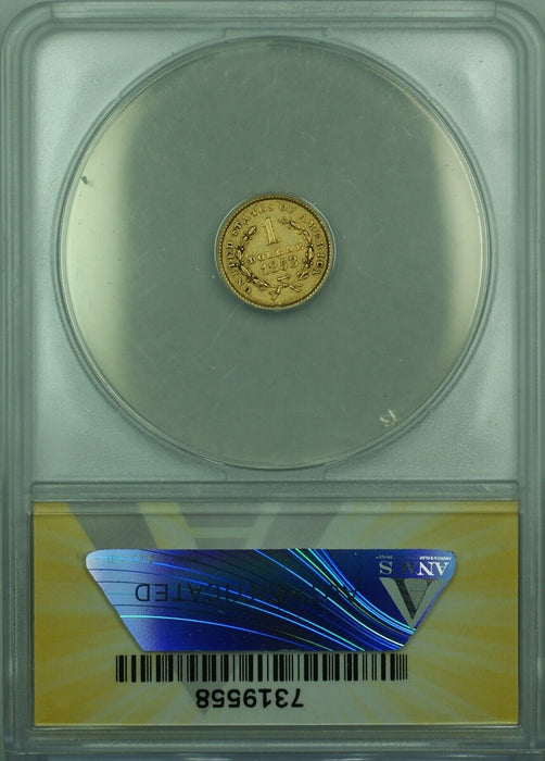 1853 Type I Gold $1 Dollar Coin ANACS AU-50 Details Cleaned