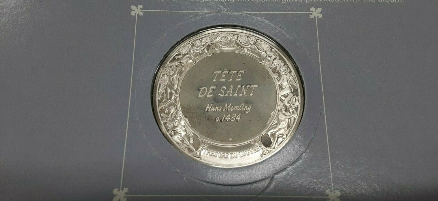 Franklin Mint Treasures of The Louvre .925 Silver Medal- Head of a Saint