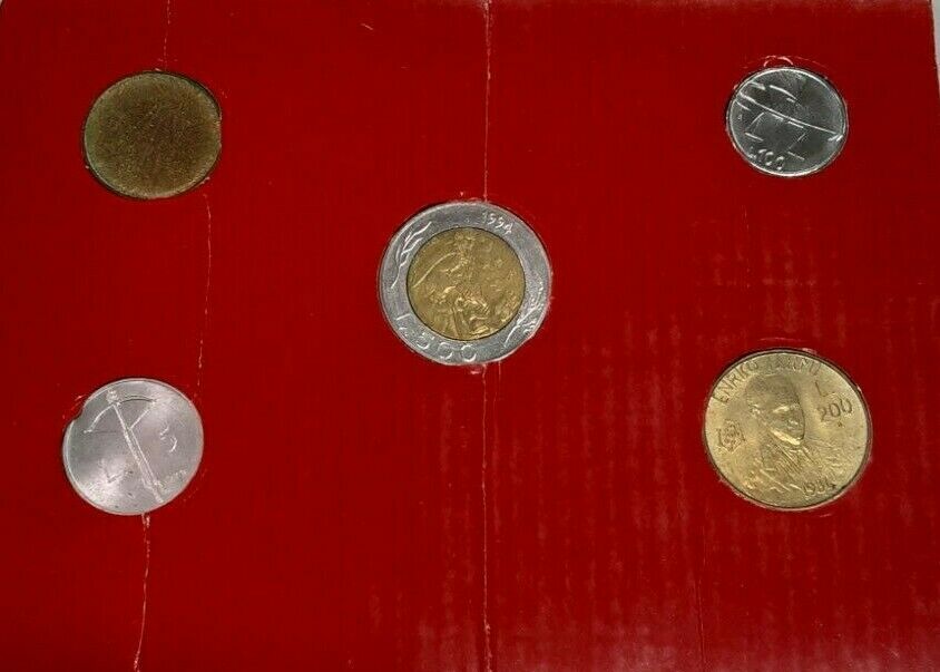 Mixed Date San Marino - Italy 5 Coin Lire Uncirculated Set