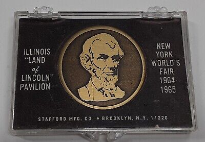 1964 Lincoln 1.5" Dia. Bronze Medal From NY World's Fair in Plastic Case