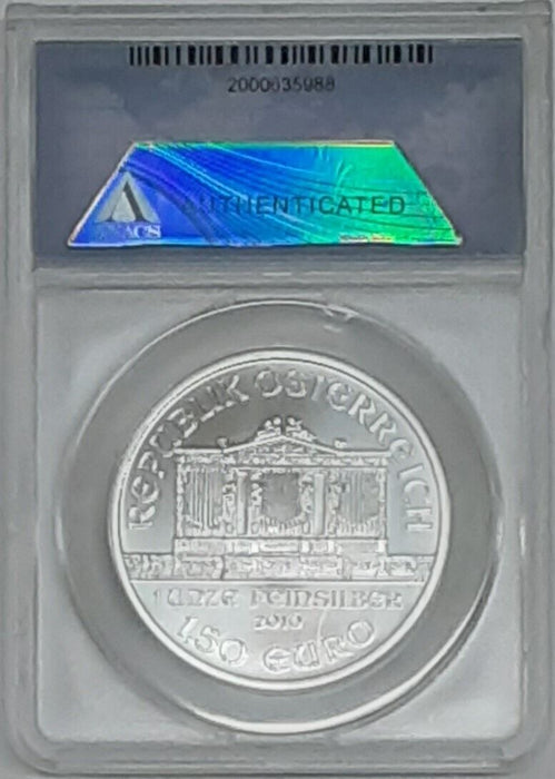 2010 Austrian Philharmonic 1 Troy Ounce .999 Fine Silver Coin - ANACS MS-70