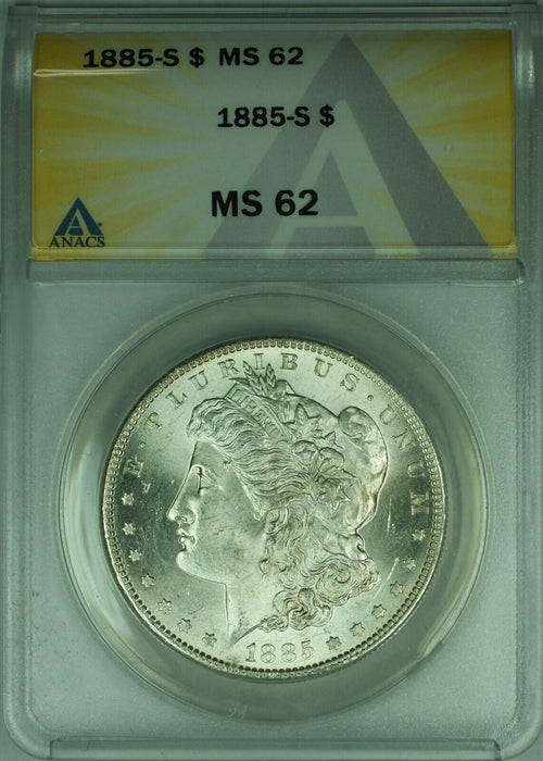 1885-S Morgan Silver Dollar S$1 ANACS MS-62 Better Coin (26)