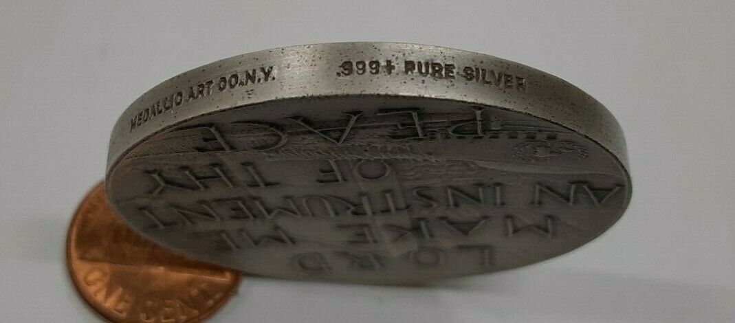 1965 .999 Fine Silver Medal Celebrating Pope Paul VI's Mission to the UN by MACo