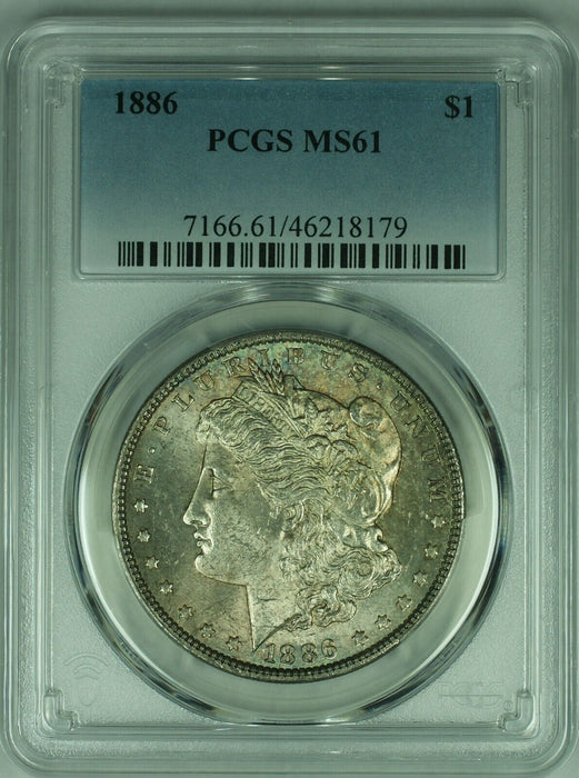 1886 Morgan Silver Dollar Coin PCGS MS-61 W/Toning - Better Coin (47C)