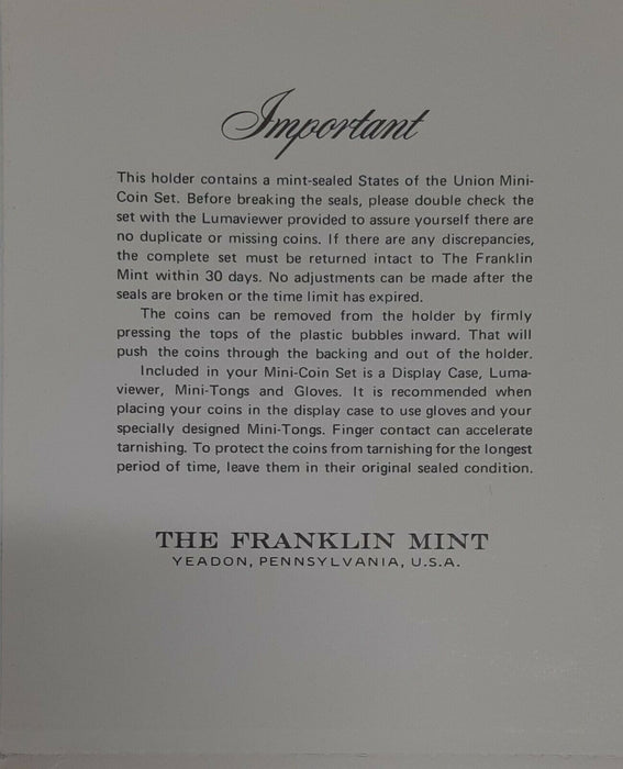 Franklin Mint - States of the Union Sterling Silver Mini Coin Set (50 Pcs.)