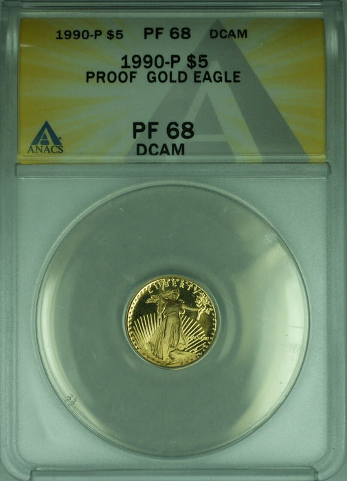1990-P Gold American Eagle 1/10th Ounce $5 AGE Proof Coin ANACS PF-68 DCAM
