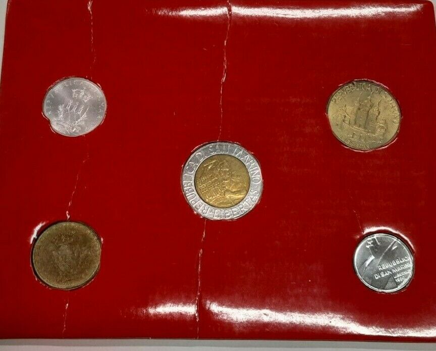 Mixed Date San Marino - Italy 5 Coin Lire Uncirculated Set
