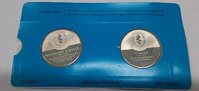 History of Dentistry .925 Silver PF Medals Franklin Mint- W.Miller/GV.Black