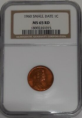 1960 Small Date Lincoln Cent 1c NGC MS-65 RD