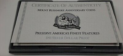 1991-S Mount Rushmore Commemorative Coin Proof Silver Dollar in OGP W/COA