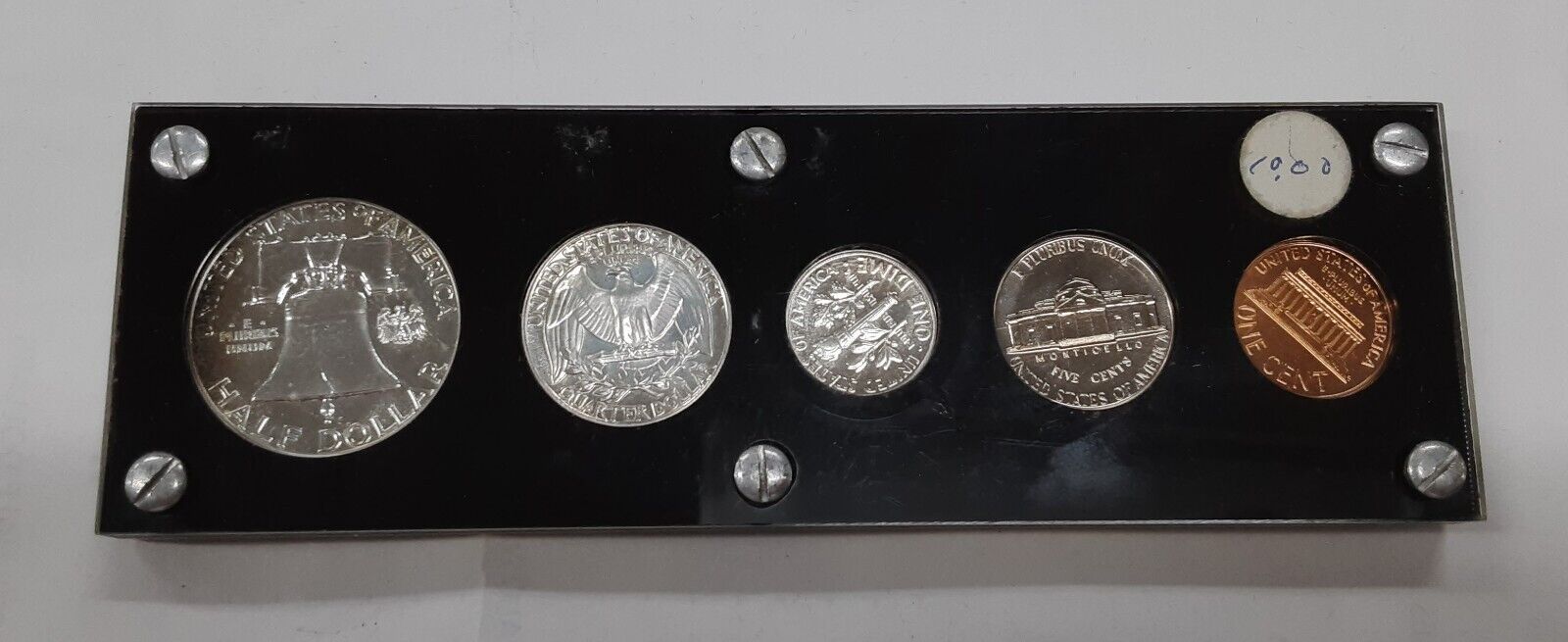 1962 US Mint Silver Proof Set 5 Gem Coins in Black Acrylic Holder (B)