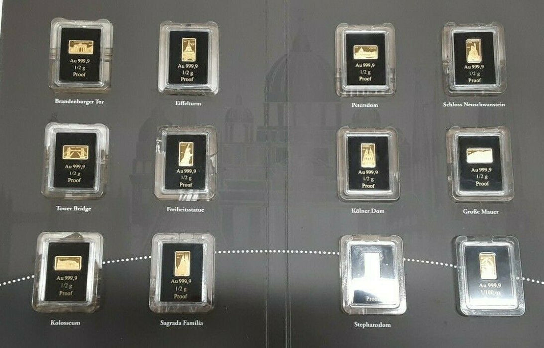 2018-21 Austria 12 Piece Gold Bar Set in Original Packaging w/COA - See Photos