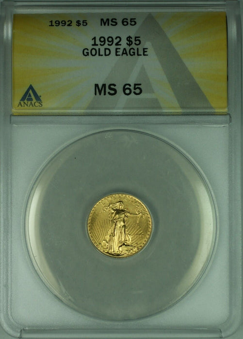 1992 Gold American Eagle 1/10th Ounce $5 AGE Coin ANACS MS-65