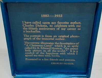 1932 Chas. Sessler 50th Ann Bronze Medal of Chas. Dickens 76MM in Original Case