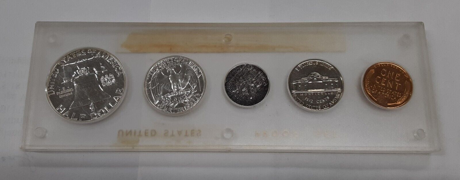 1957 US Silver Proof Set - 5 Proof Coins in Clear Plastic Holder (A)
