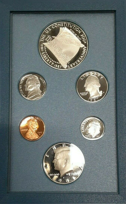 1987-S Prestige Set 6 Gem Proof Coins Constitution Silver $1 No Box or COA