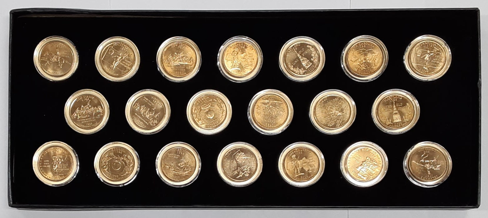 1999- 2000 America Statehood Quarters 24KT Gold Plated Set with Box and COA
