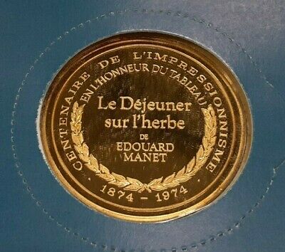Masterpieces of Impressionism Gold Plated .925 Silver PR Medal-Luncheon/Grass