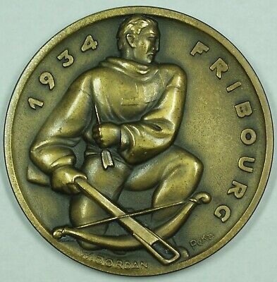 1934 Fribourg Switzerland - Swiss Shooting Medal R434b in Original Case