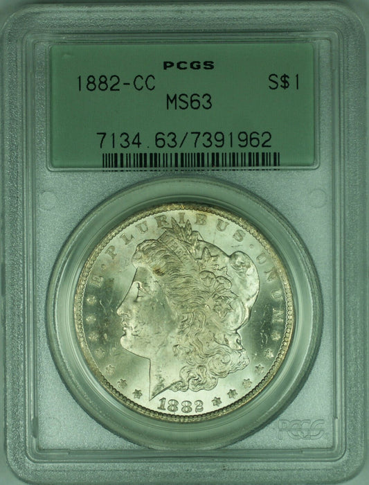 1882-CC Morgan Silver Dollar $1 Coin PCGS MS-63 OGH