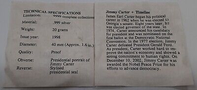 Jimmy Carter-US Presidents American Mint 20 Grams .999 Silver Round