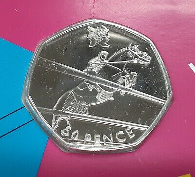 2011 Great Britain 50 Pence BU Coin UK Olympics Equestrian in Royal Mint Card