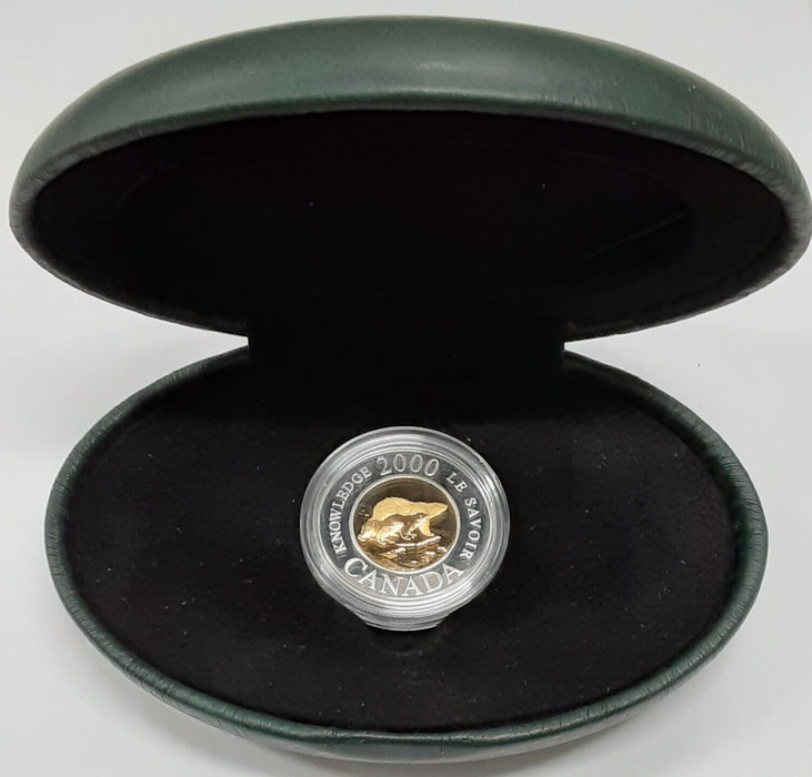 2000 Canada Polar Bear $2 Gold Plated & Silver Proof Coin w/Box & COA