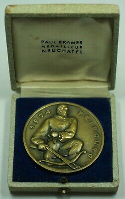 1934 Fribourg Switzerland - Swiss Shooting Medal R434b in Original Case