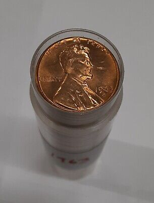 1963-D US Lincoln Cents BU Roll 50 Coins Total in Coin Tube